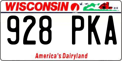 WI license plate 928PKA
