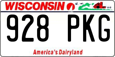 WI license plate 928PKG