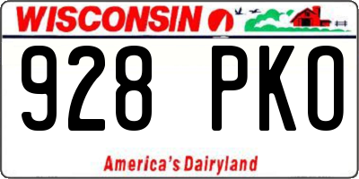 WI license plate 928PKO