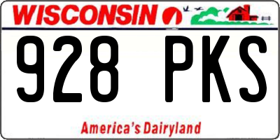 WI license plate 928PKS