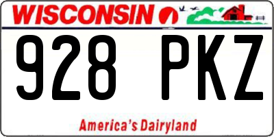 WI license plate 928PKZ