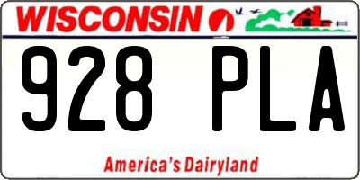WI license plate 928PLA