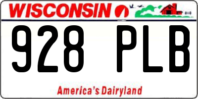 WI license plate 928PLB