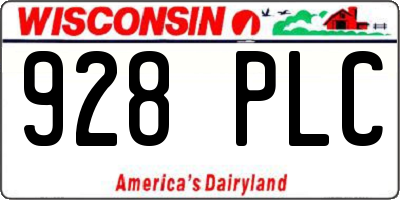 WI license plate 928PLC
