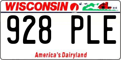 WI license plate 928PLE