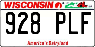 WI license plate 928PLF