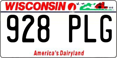 WI license plate 928PLG