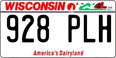 WI license plate 928PLH