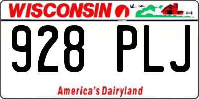 WI license plate 928PLJ
