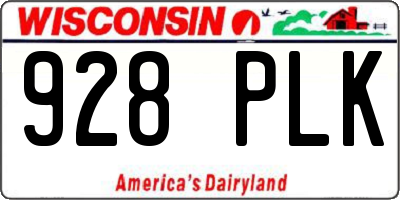 WI license plate 928PLK