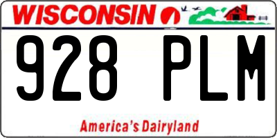 WI license plate 928PLM