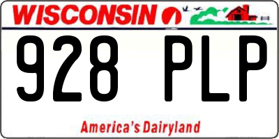 WI license plate 928PLP