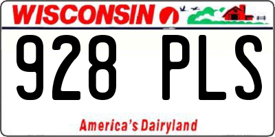 WI license plate 928PLS