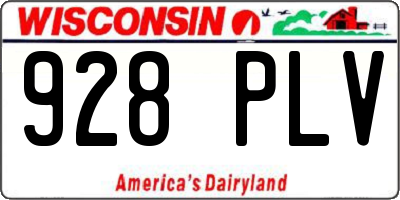 WI license plate 928PLV