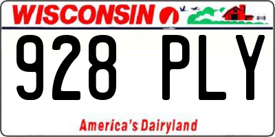 WI license plate 928PLY
