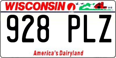 WI license plate 928PLZ
