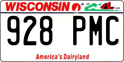 WI license plate 928PMC
