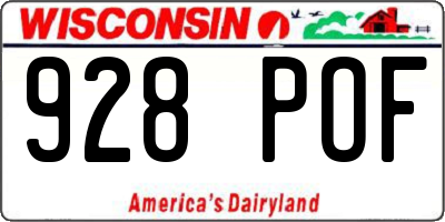 WI license plate 928POF