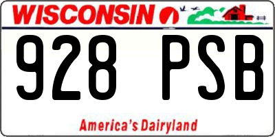 WI license plate 928PSB