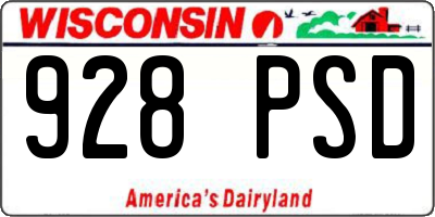 WI license plate 928PSD