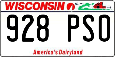 WI license plate 928PSO