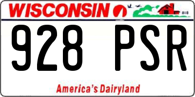 WI license plate 928PSR