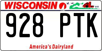 WI license plate 928PTK