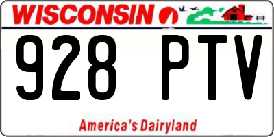 WI license plate 928PTV