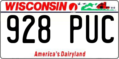 WI license plate 928PUC