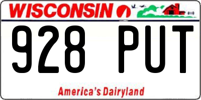 WI license plate 928PUT
