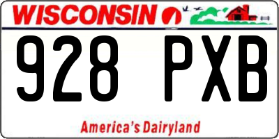WI license plate 928PXB