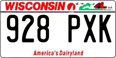 WI license plate 928PXK