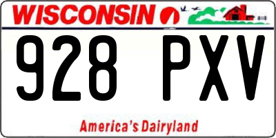 WI license plate 928PXV