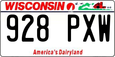 WI license plate 928PXW