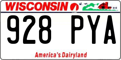 WI license plate 928PYA