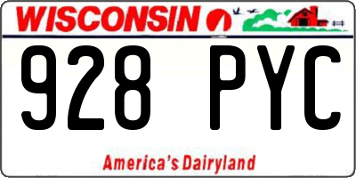 WI license plate 928PYC