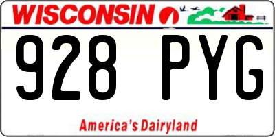 WI license plate 928PYG
