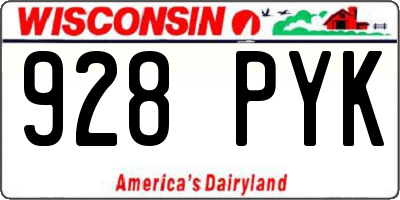 WI license plate 928PYK