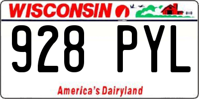 WI license plate 928PYL