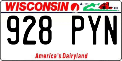 WI license plate 928PYN