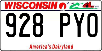 WI license plate 928PYO