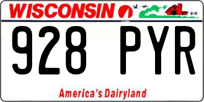 WI license plate 928PYR