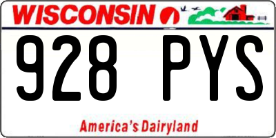 WI license plate 928PYS