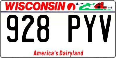WI license plate 928PYV