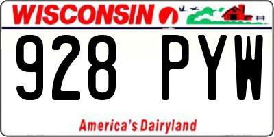 WI license plate 928PYW