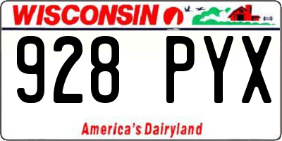 WI license plate 928PYX