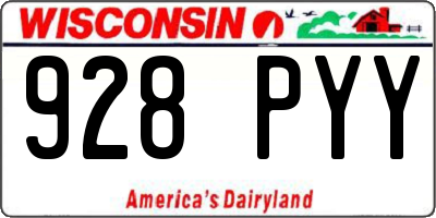 WI license plate 928PYY