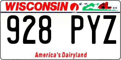 WI license plate 928PYZ