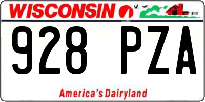 WI license plate 928PZA