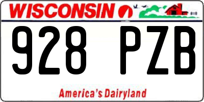WI license plate 928PZB